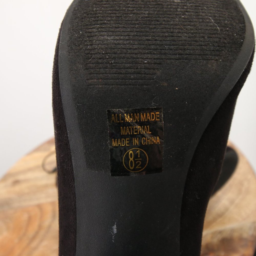 NWOT Black Faux Vegan Suede Ankle Booties Boots Sock Boot Chunky Heel Size 8.5 - Picture 8 of 8